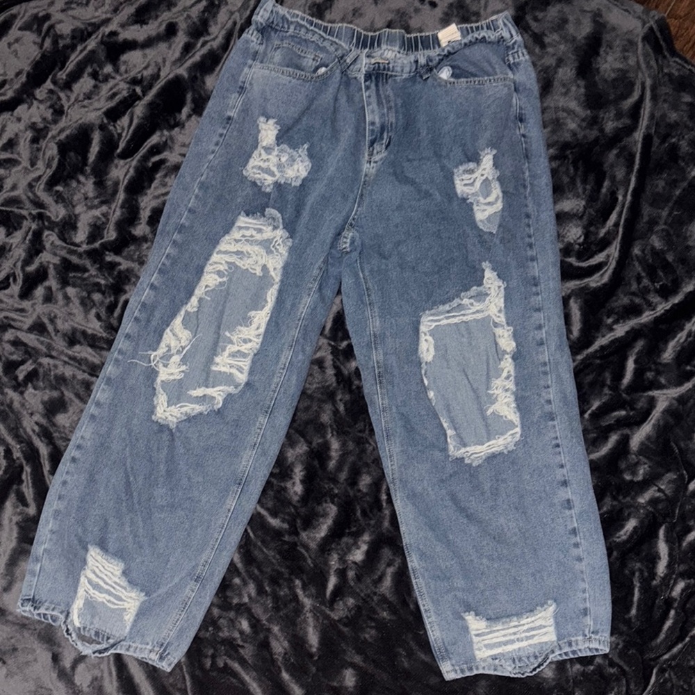 SHEIN Distressed Blue Jeans plus size